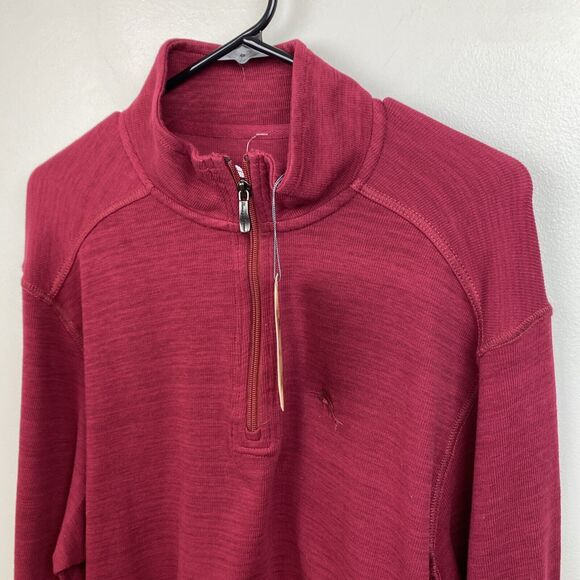 Tommy Bahama sweater Mens m red long sleeve 1/4 zip NWT MSRP $118 - Picture 2 of 10